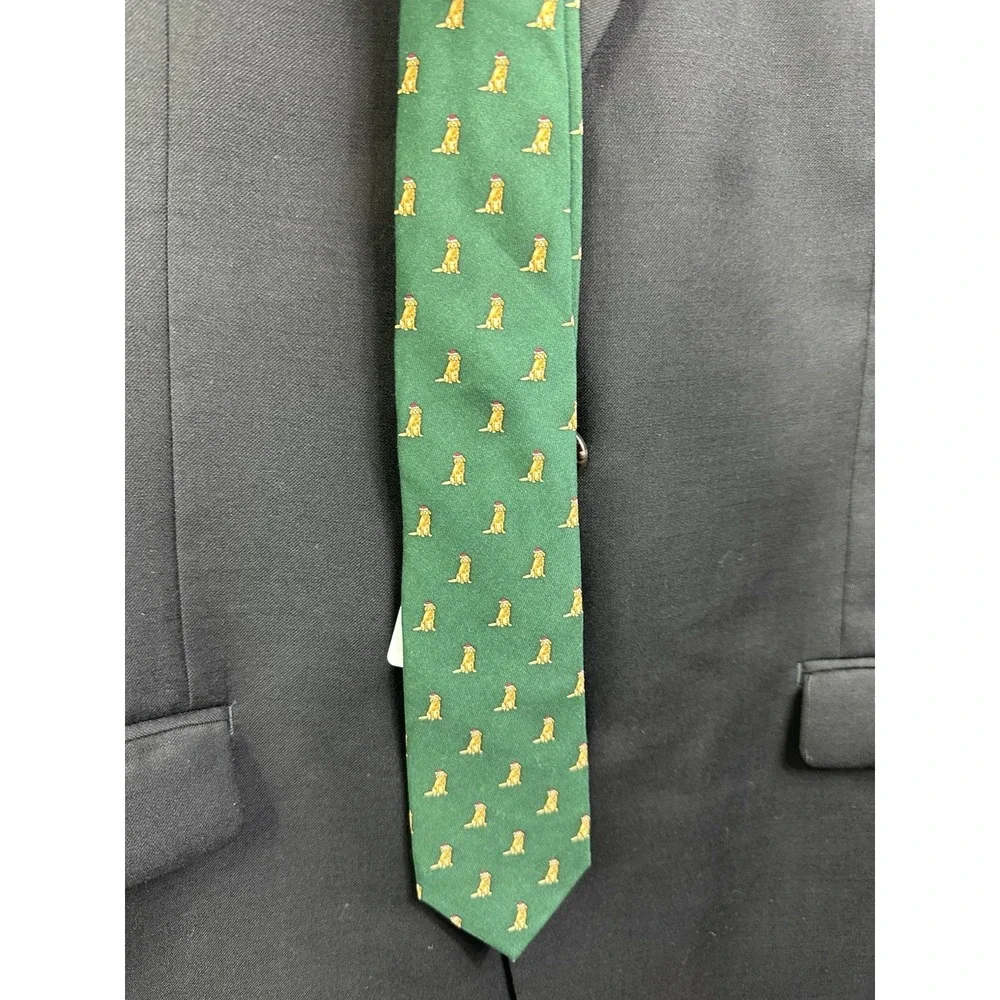 Vineyard vines necktie Boys Santa Paws dog Tie color‎ Charleston Green sz 49